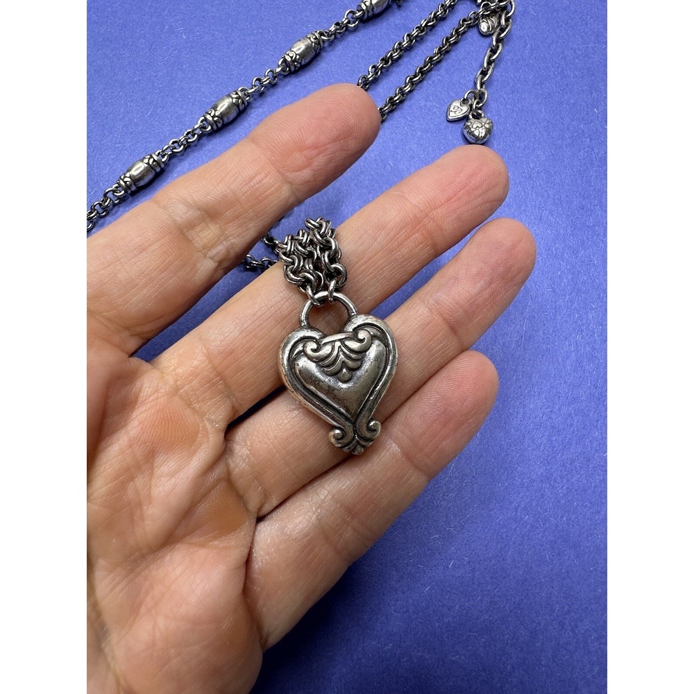 Brighton Necklace Bracelet Set Heart Creative Memories Silver Barrel Links - Picture 9 of 13